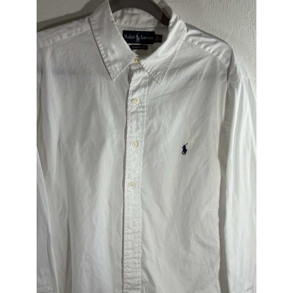 Ralph Lauren Black Label White Button Down Classic Fit Men Shirt Size 17,  34/35